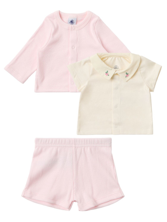 Petit Bateau - Cotton jersey t-shirt, cardigan & pants