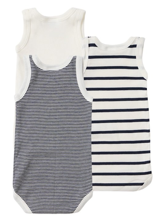 Petit Bateau: Set of 3 printed cotton bodysuits