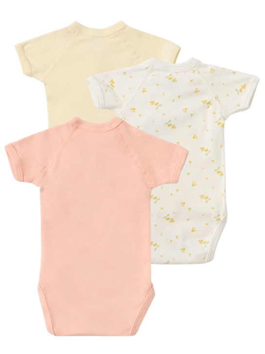 Petit Bateau: Set of 3 printed cotton bodysuits
