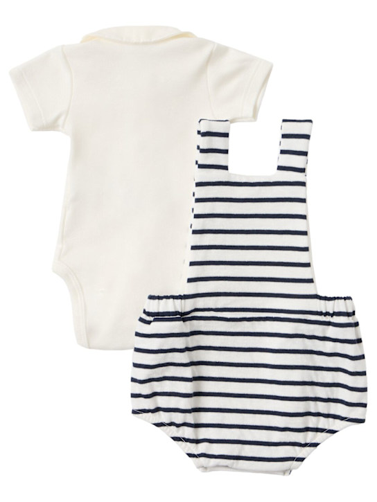 Petit Bateau: Striped cotton overalls & shirt