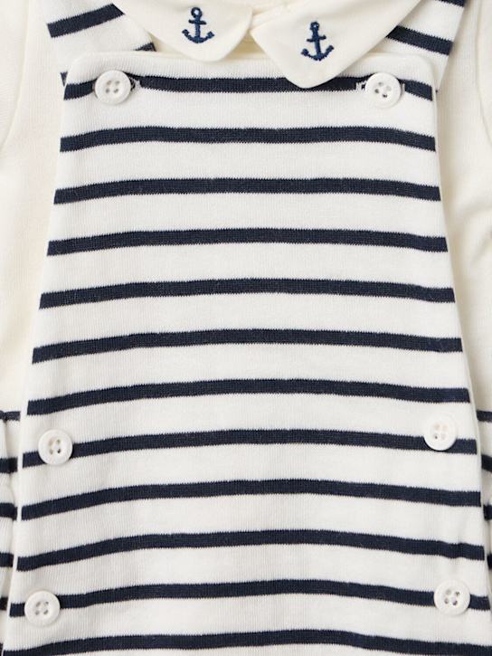 Petit Bateau: Striped cotton overalls & shirt