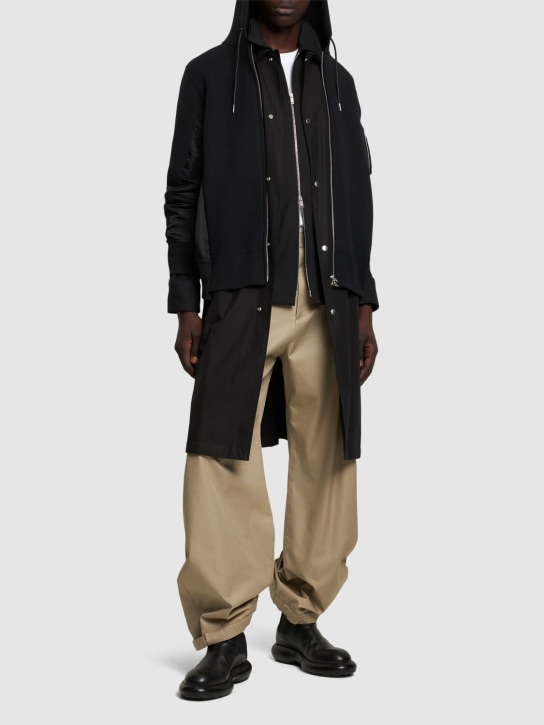 Sacai - Hoodie aus Fleece und Nylontwill