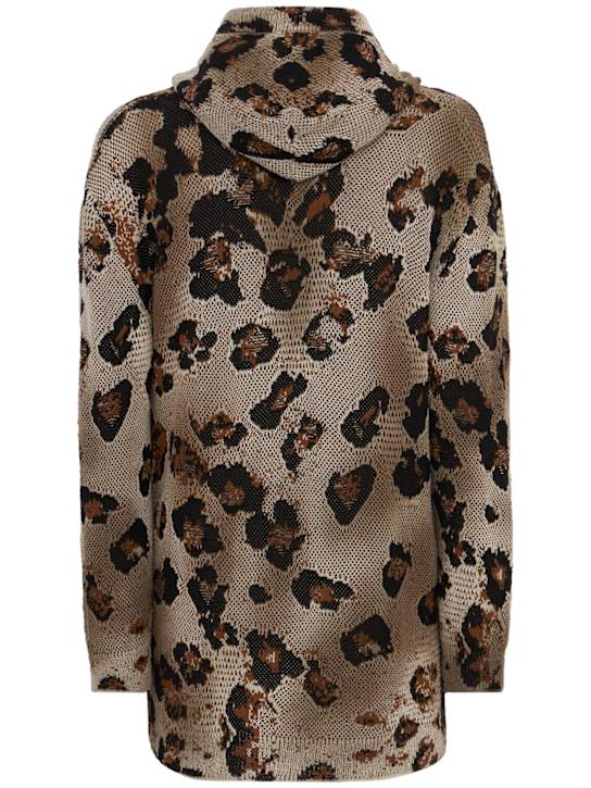 Laneus: Knitted cotton blend zip-up hoodie