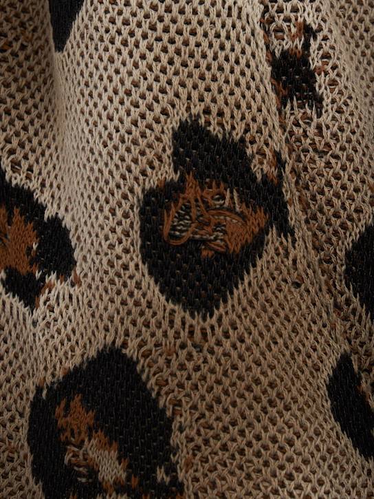 Laneus: Knitted cotton blend zip-up hoodie