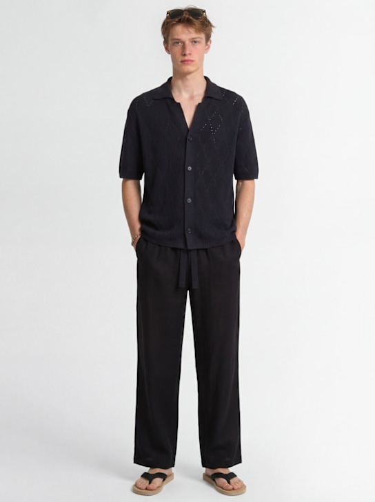 Laneus - Knit cotton polo shirt