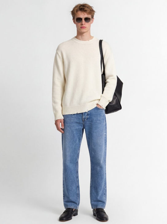 Laneus: Knitted cotton crewneck sweater