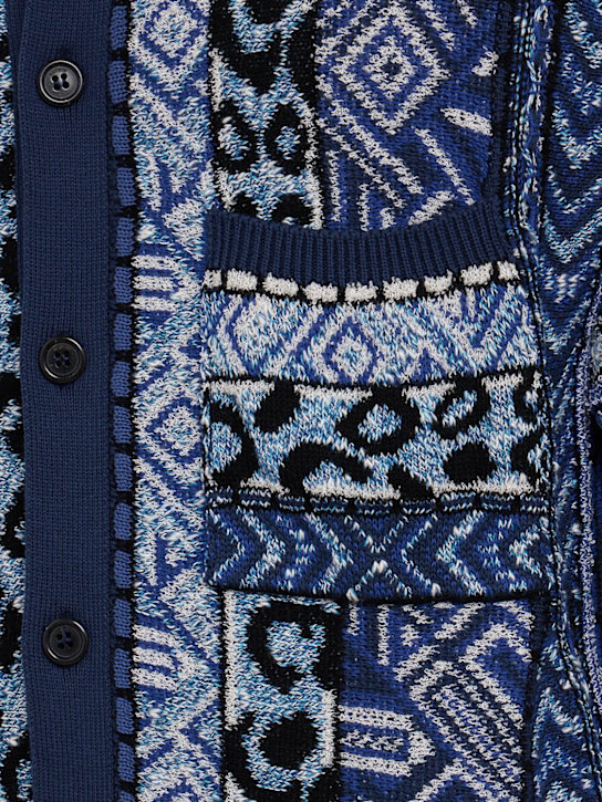 Laneus: Knitted cotton blend short sleeve shirt