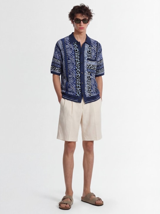 Laneus - Knitted cotton blend short sleeve shirt