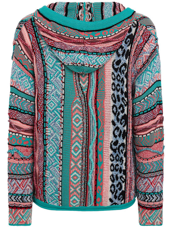 Laneus: Knitted cotton blend hoodie