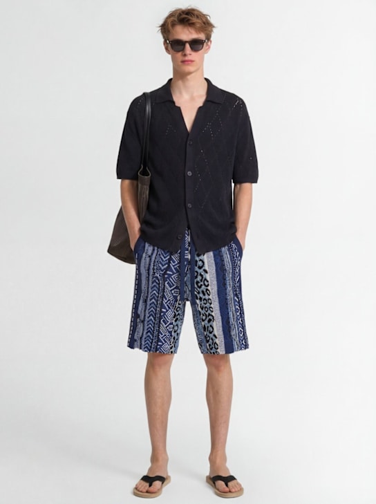 Laneus - Knitted cotton blend shorts