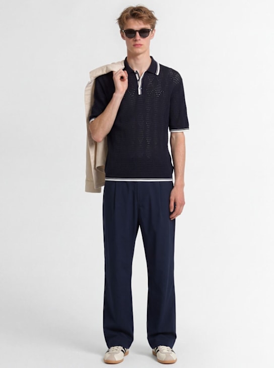 Laneus - Knitted cotton polo shirt