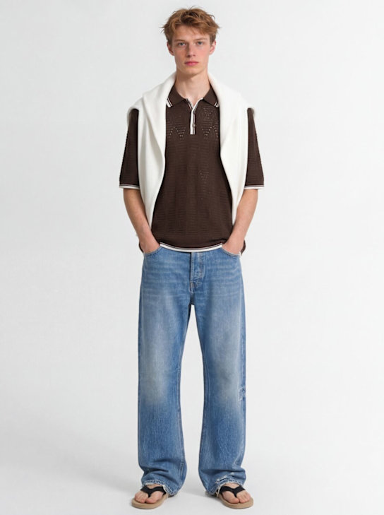 Laneus: Knitted cotton polo shirt