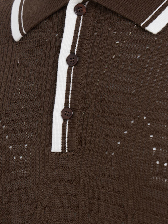 Laneus: Knitted cotton polo shirt