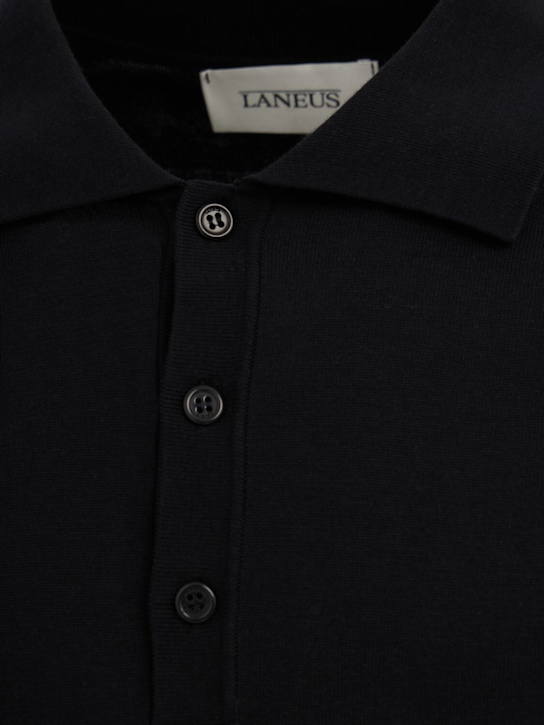 Laneus: Knitted cotton polo shirt