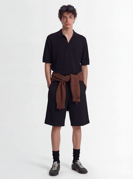 Laneus - Knitted cotton polo shirt