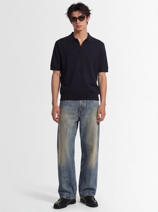 Laneus - Knitted cotton polo shirt