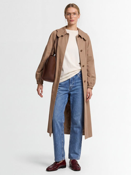 FABIANA FILIPPI - Long trench coat w/ embroidered collar