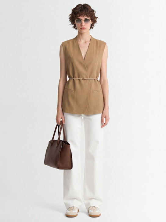 FABIANA FILIPPI: Viscose & linen vest w/ leather belt