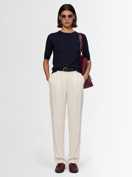 FABIANA FILIPPI - Double-pleat viscose & linen wide pants
