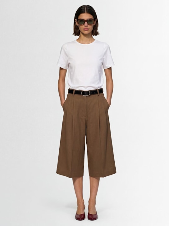 FABIANA FILIPPI - Double-pleat viscose & linen wide shorts