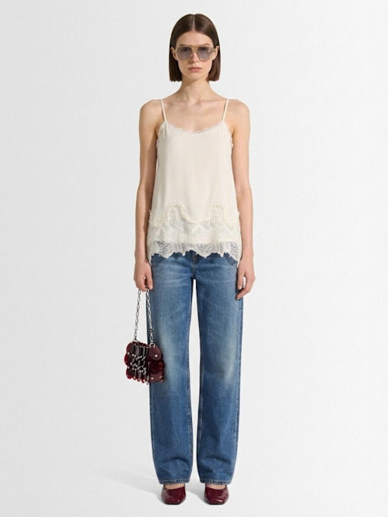 FABIANA FILIPPI: Crepe de chine camisole top w/ lace