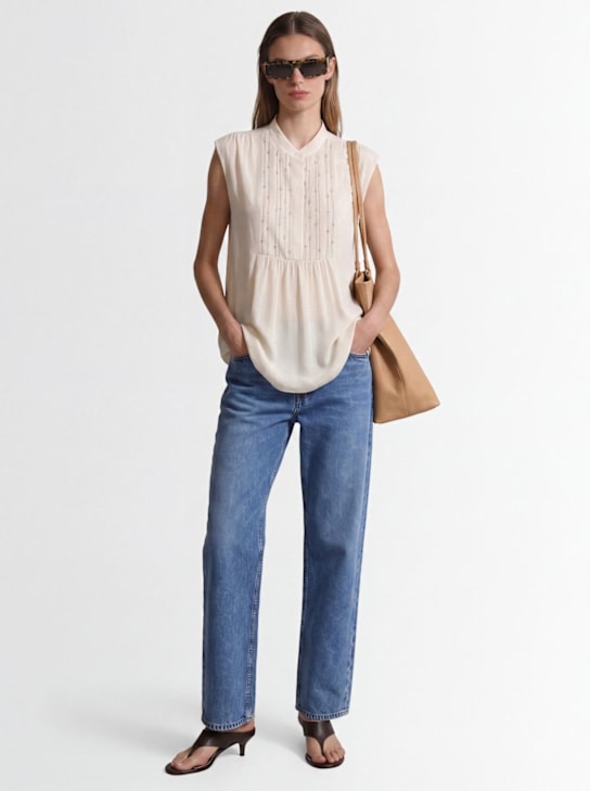 FABIANA FILIPPI - Crepe de chine long top w/ lace trim