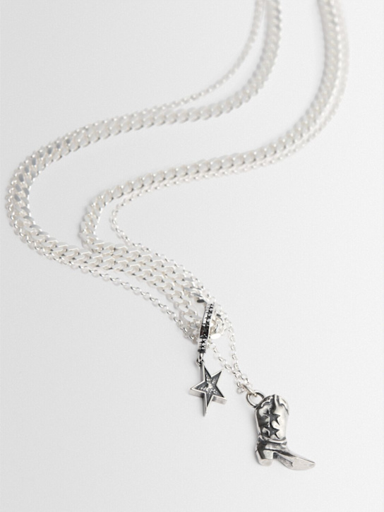TWOJEYS: Boot double chain silver necklace