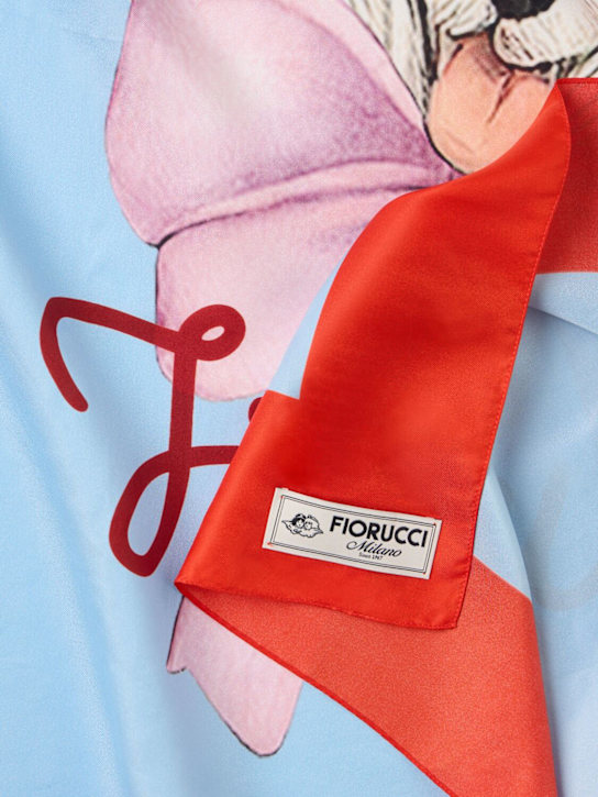 FIORUCCI: Poodle logo printed satin foulard