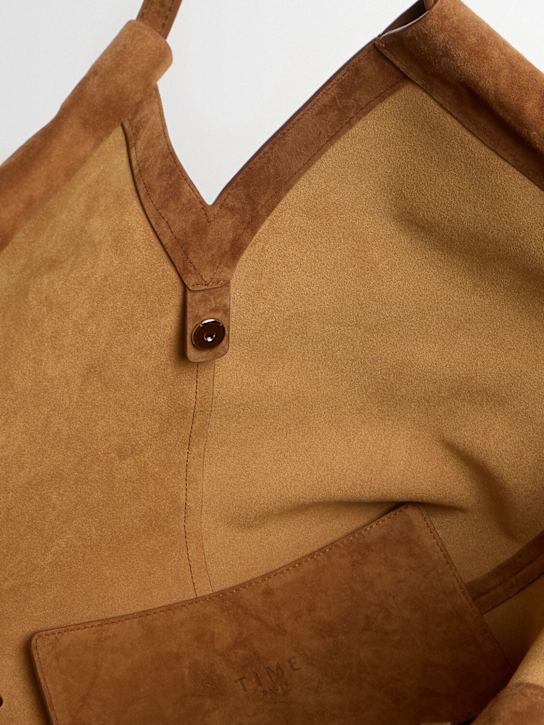 TIME: Eclipse ruched suede tote bag