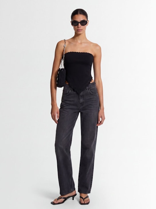 THE MANNEI: Strapless top with crochet trim