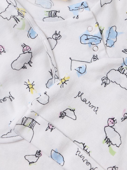 Marni Junior: Cotton logo romper, hat & bib