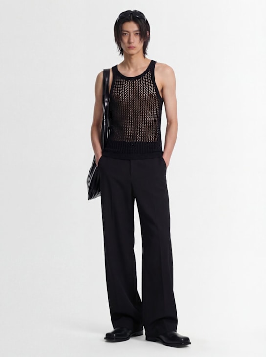 LOUIS GABRIEL NOUCHI - Fishnet linen & cotton tank top