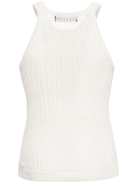 LOUIS GABRIEL NOUCHI: Fishnet linen & cotton tank top