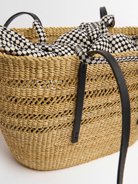 MUUÑ: Medium Bicro raffia effect tote bag