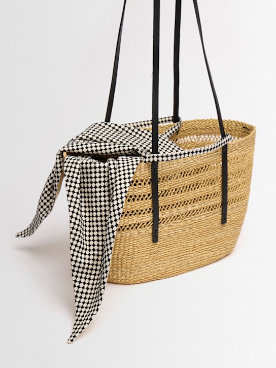 MUUÑ: Medium Bicro raffia effect tote bag