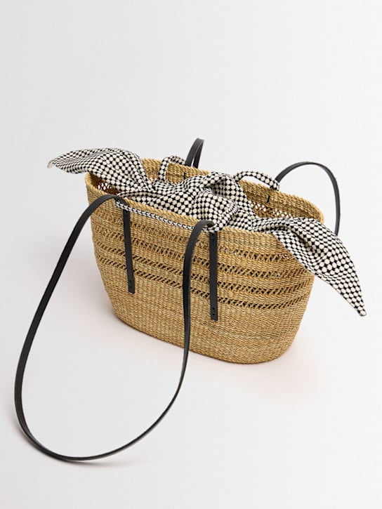 MUUÑ - Medium Bicro raffia effect tote bag