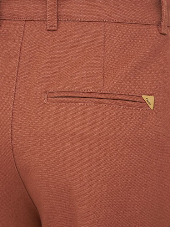 Chloé: Hochtaillierte Hose aus Baumwollcanvas