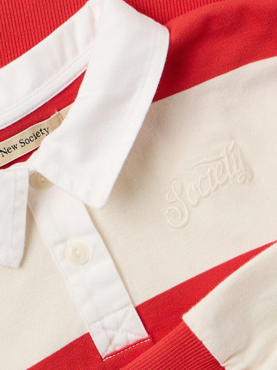 The New Society - Striped cotton polo sweatshirt