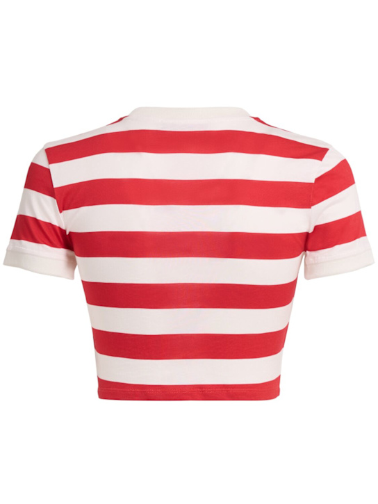FIORUCCI: Logo striped crop baby t-shirt