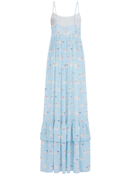 FIORUCCI: Poodle print ruffled maxi dress
