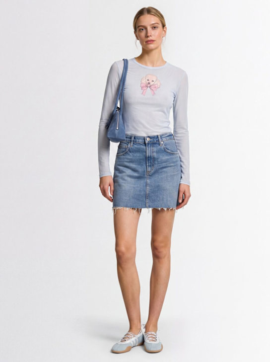 FIORUCCI: Poodle print long sleeve tulle top