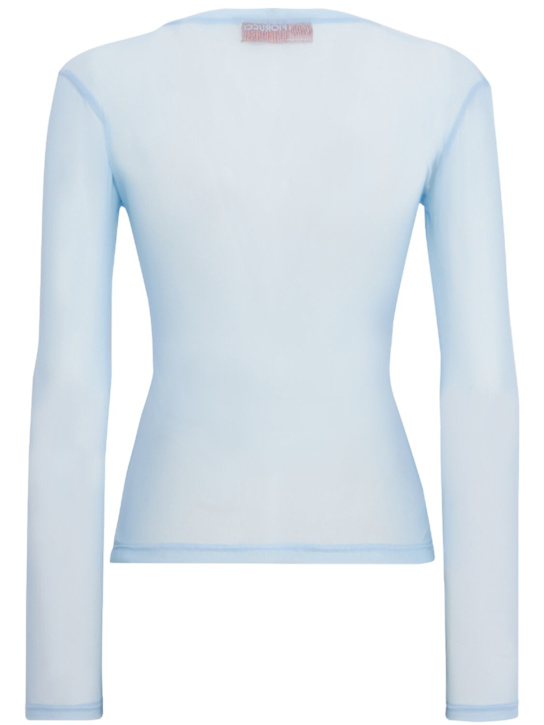 FIORUCCI: Poodle print long sleeve tulle top