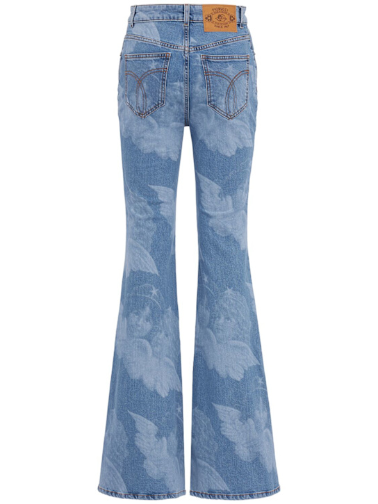 FIORUCCI: Angel print flared skinny jeans