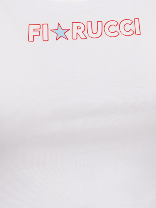 FIORUCCI: Star logo print cropped t-shirt