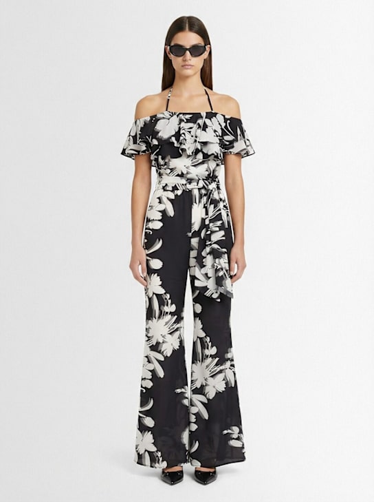CATALINA: Printed georgette long jumpsuit