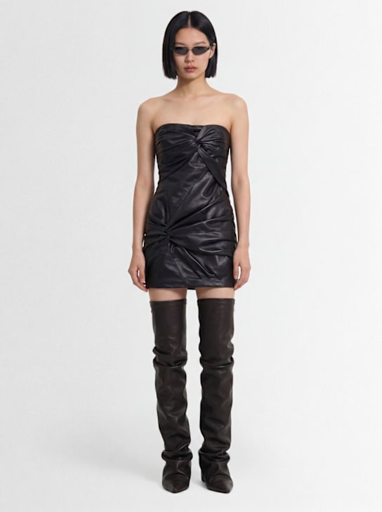 The Attico - Leather strapless mini dress