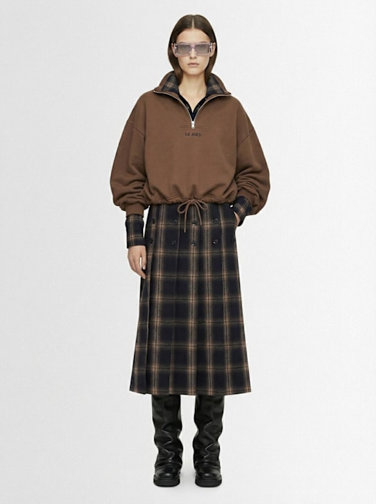 The Attico - Checked cotton midi skirt