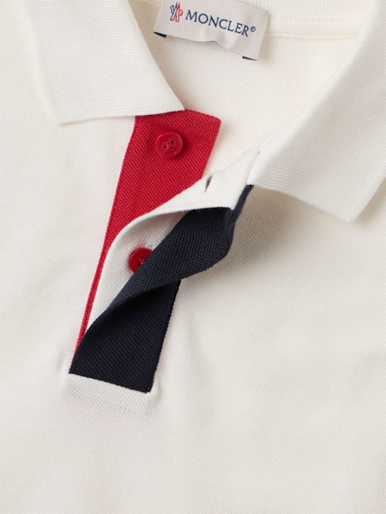 Moncler - Tricolour-Trimmed cotton polo shirt