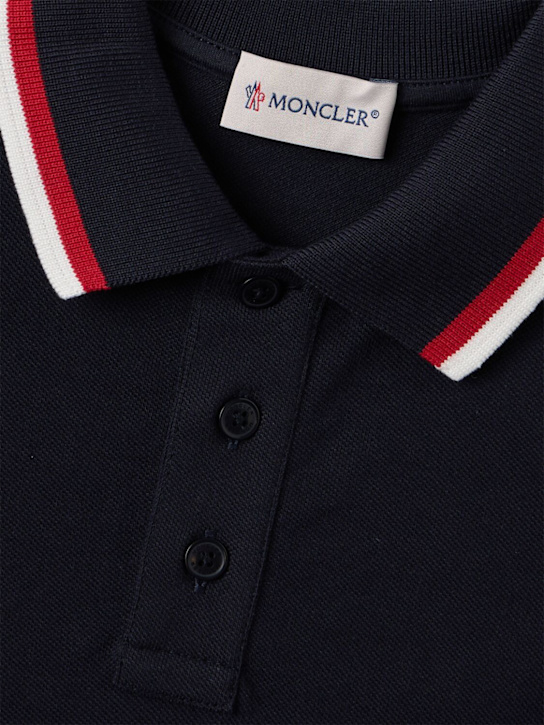 Moncler - Tricolour-Trimmed cotton polo shirt