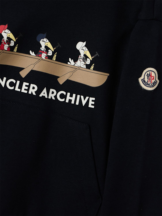 Moncler: Embroidered Mon Duck cotton hoodie